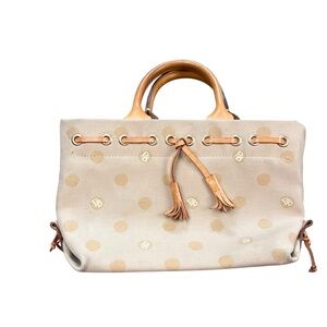 Dooney &‎ Bourke Beige Polka dot Satchel with Logo Pattern Shoulder Bag